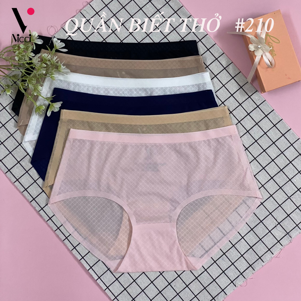 Quần lót nữ cạp cao biết thở  Vicci QV.210 công nghệ Microfiber không đường may, siêu mỏng nhẹ, tàng hình không viền, mặc nhẹ như không, thông hơi thoáng khí, kháng khuẩn khử mùi
