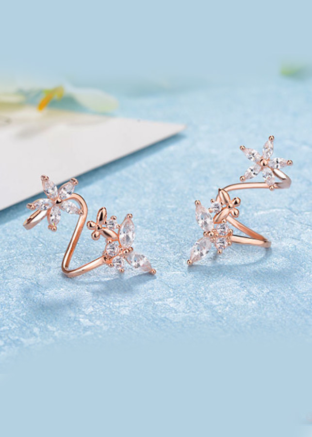 Hình ảnh Bông tai bướm hoa nạm đá zircon BHBT279