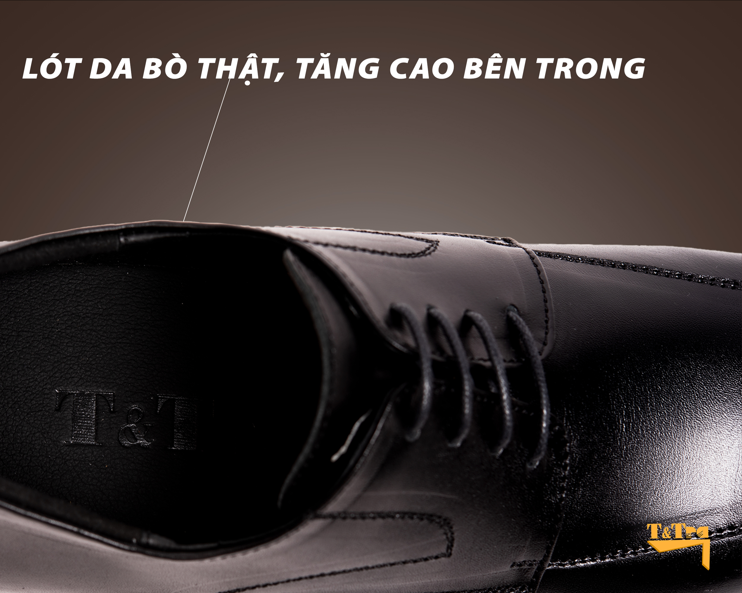 Giày Tăng Chiều Cao Nam T&TRA Tăng Cao 6Cm- S1014 Đen- Chất Liệu Da Bò Cao Cấp, Đế Cao Su Ghép- Đế Pháp, Phần Tăng Cao Ẩn Bên Trong