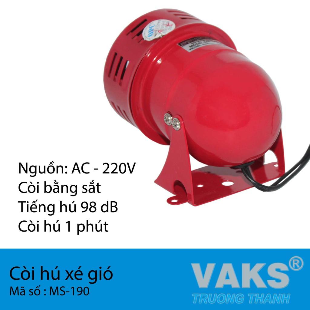 CÒI HỤ XÉ GIÓ BÁO ĐỘNG MS-190, 110dB - CÁC NGUỒN 220V, 24V DC (tùy chọn)