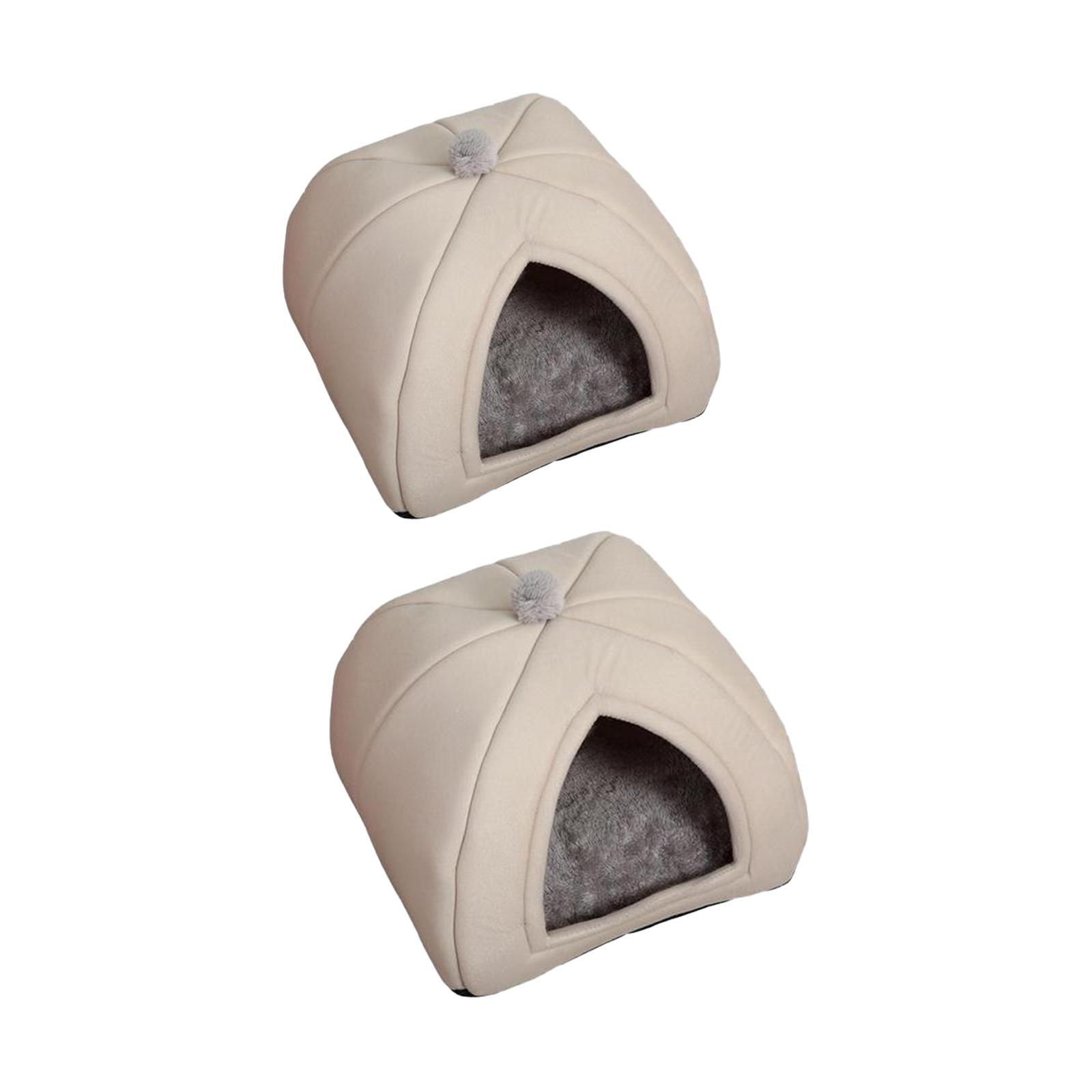 2Pcs Cat Warm House Dog Tent Sleeping Hut Calming Cave Pet Bed