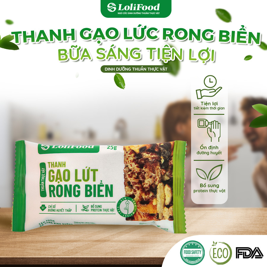 Thanh Gạo Lứt Rong Biển LoloFood, Thanh Gạo Lứt Ăn Kiêng, Đồ Ăn Vặt Healthy, Gạo Lứt Giảm Cân, Gói 25gr