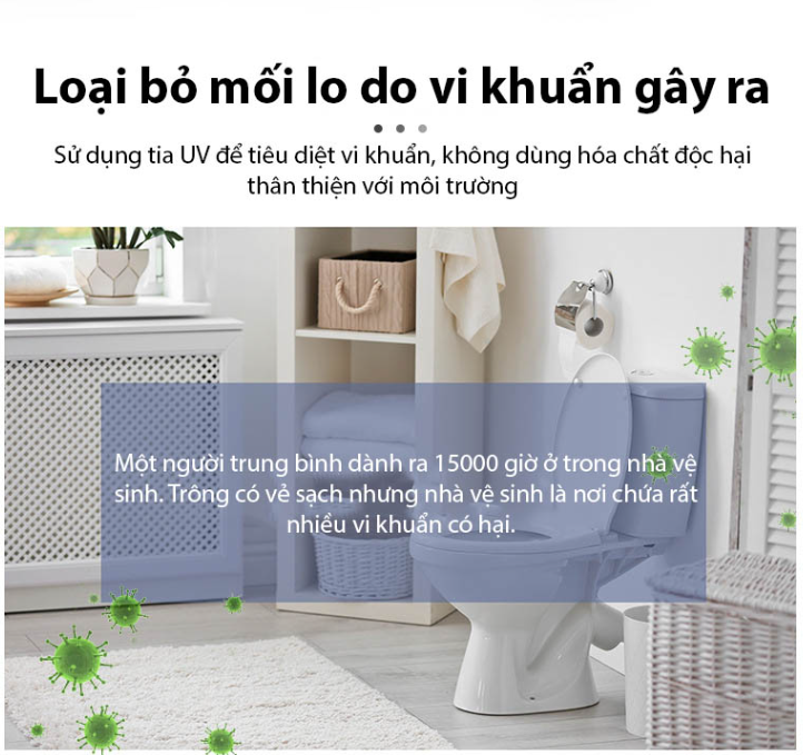 Đèn LED UV khử trùng nhà vệ sinh Laeri UVC HOOM-Design 1200mAh
