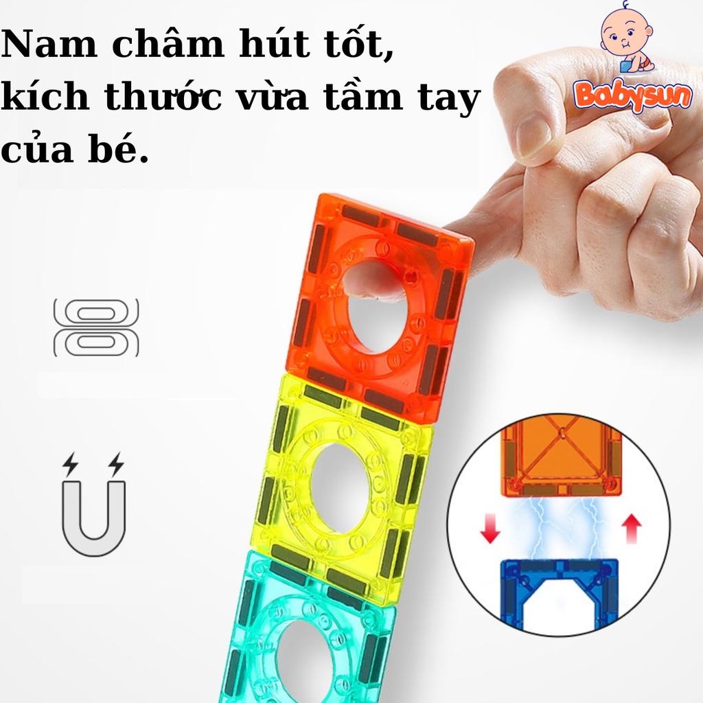 Đồ chơi ghép hình nam châm thả bóng- Magnetic building tiles -97 chi tiết - Đồ chơi xếp hình thông minh an toàn