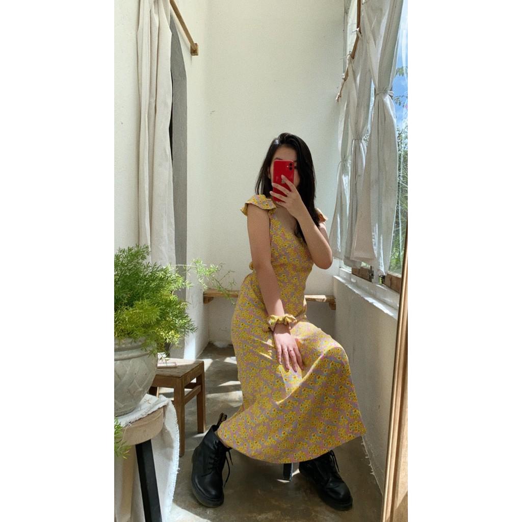 OLALASTUDIO Đầm lụa 2 dây hoa dài Cora Dress