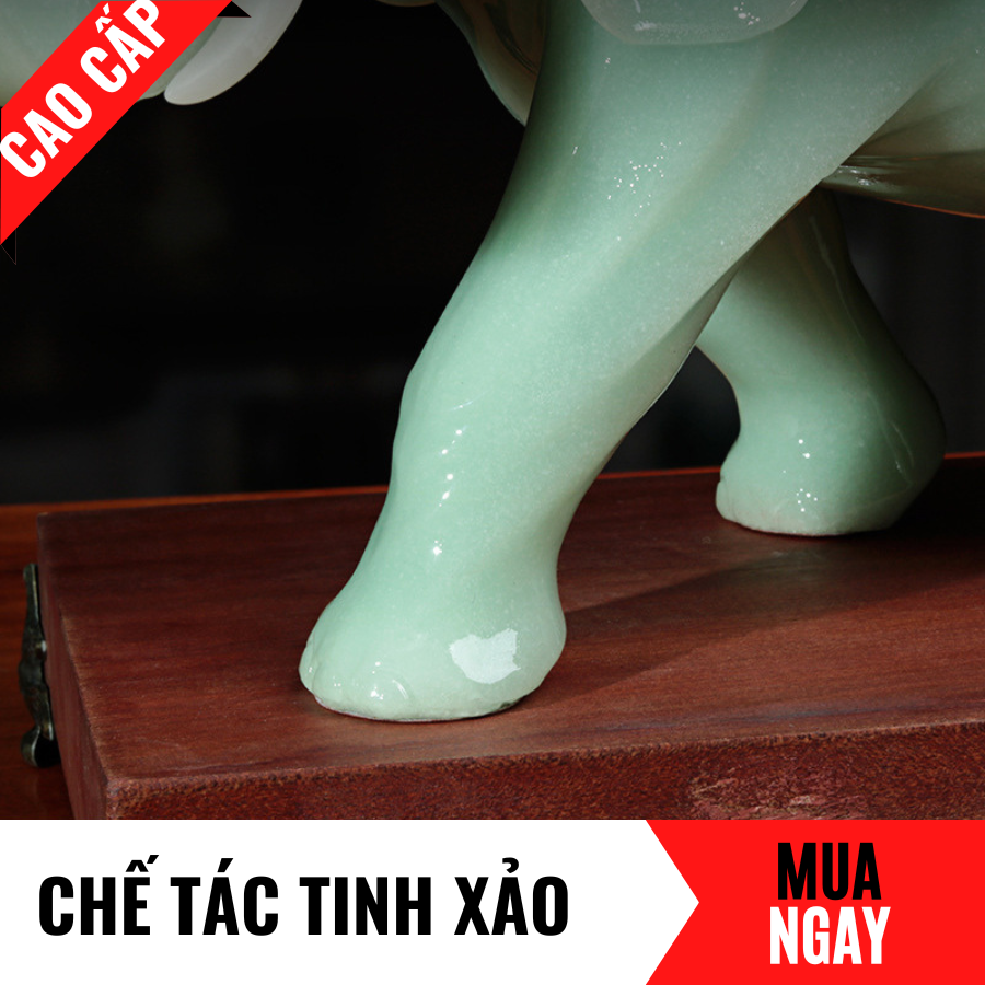 Tượng Voi Trang Trí Phong Thủy Bằng Đá Băng Ngọc Cao 20cm