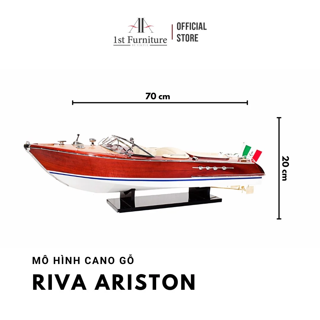 Mô hình cano RIVA ARISTON cao cấp, mô hình thuyền gỗ tự nhiên sang trọng lắp ráp sẵn 1st FURNITURE