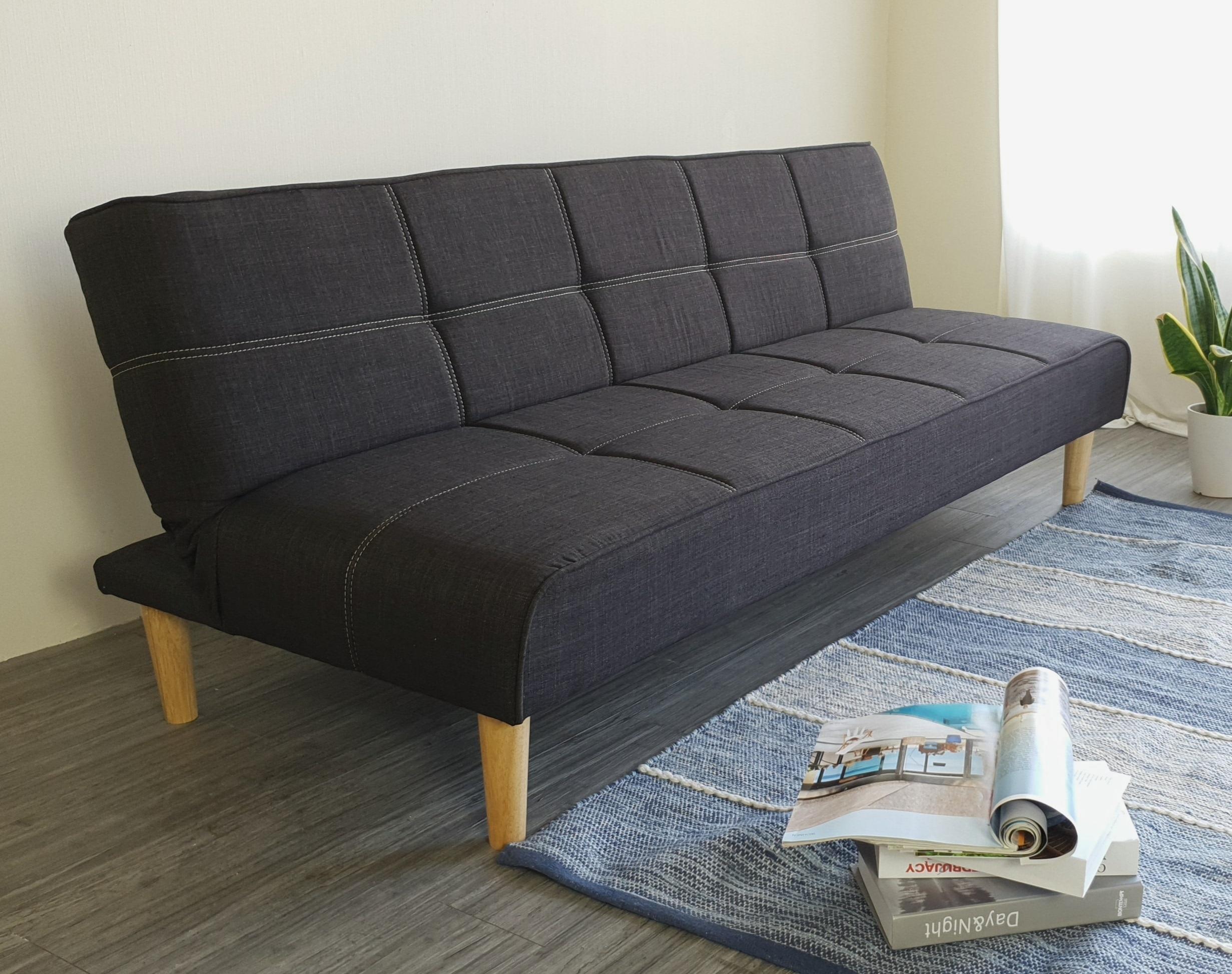Sofa bed 3 trong 1 Juno sofa chân gỗ màu xám đen