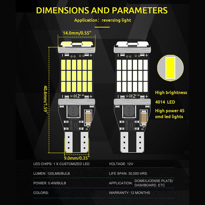 2 đèn led t15 4014 45smd siêu sáng cho xe hơi