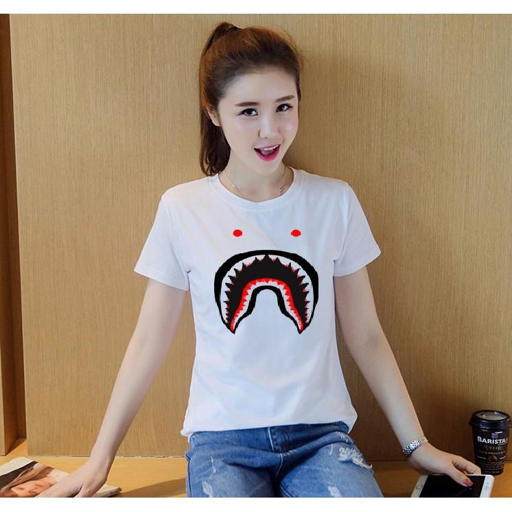 Áo Bape - Áo thun A Bathing Bape shark cá mập cao cấp mtt252 ( Trắng