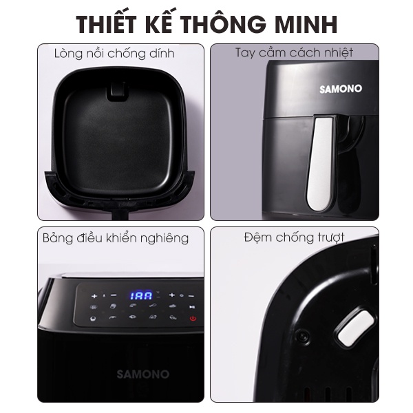 Nồi chiên không dầu dung tích 8L SAMONO SW-AFBE08 - Hàng chính hãng