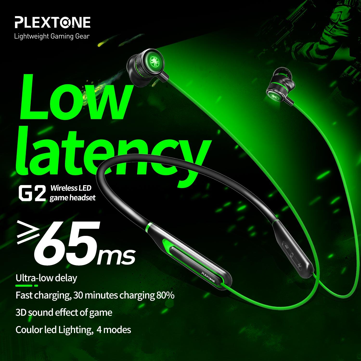 Tai Nghe Bluetooth Gaming Plextone G2, Có Đèn Led, Độ Trễ Thấp 65ms - Hàng Chính Hãng