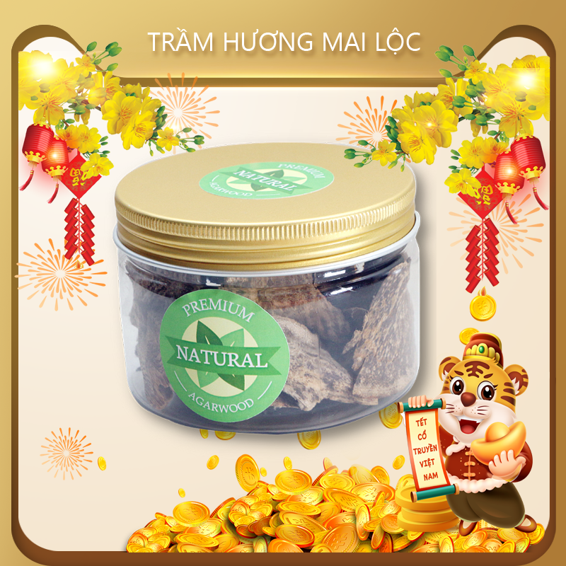 Trầm Hương miếng xông nhà cao cấp Hộp Vàng Tẩy uế – trừ tà – chiêu lộc