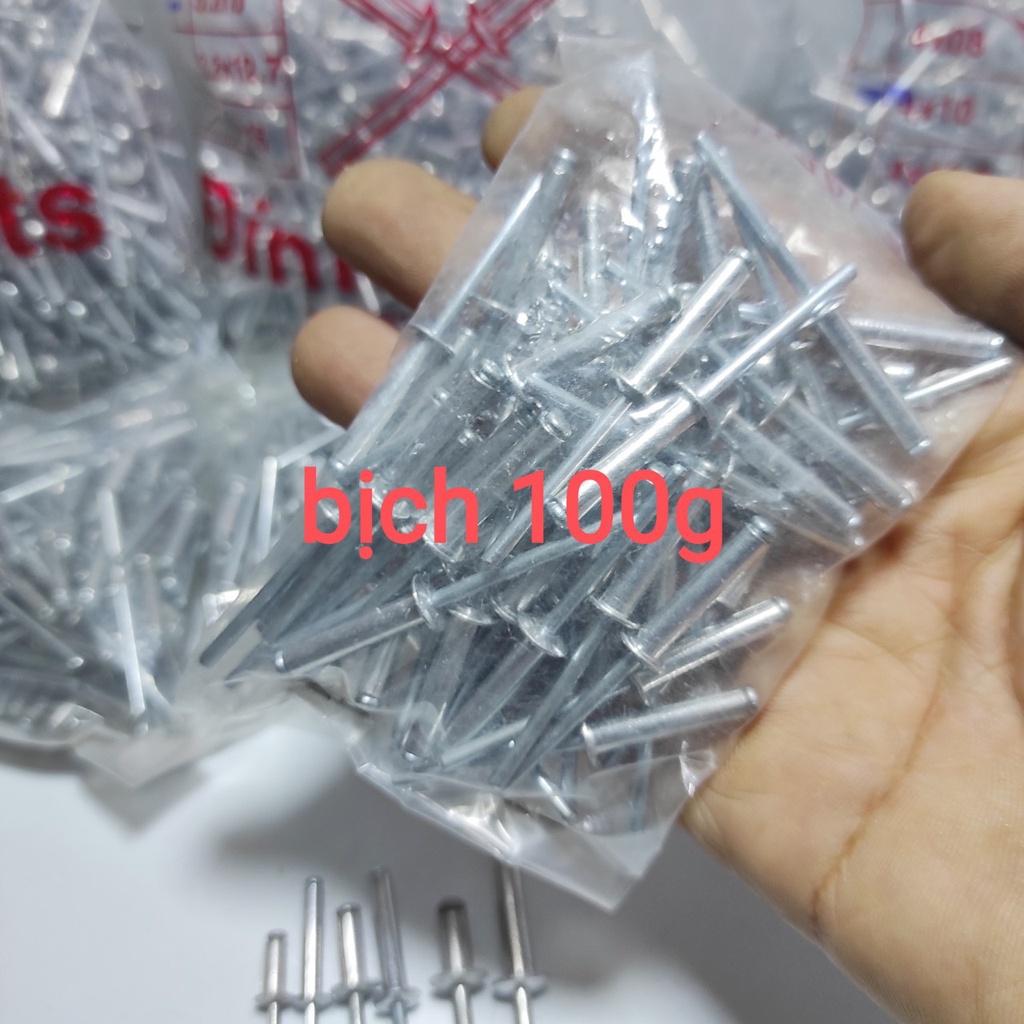 Rive Nhôm 3x10mm,3x20mm,4x10mm,4x20mm,5x10mm,5x20mm/ 100gram - Đinh rive rút