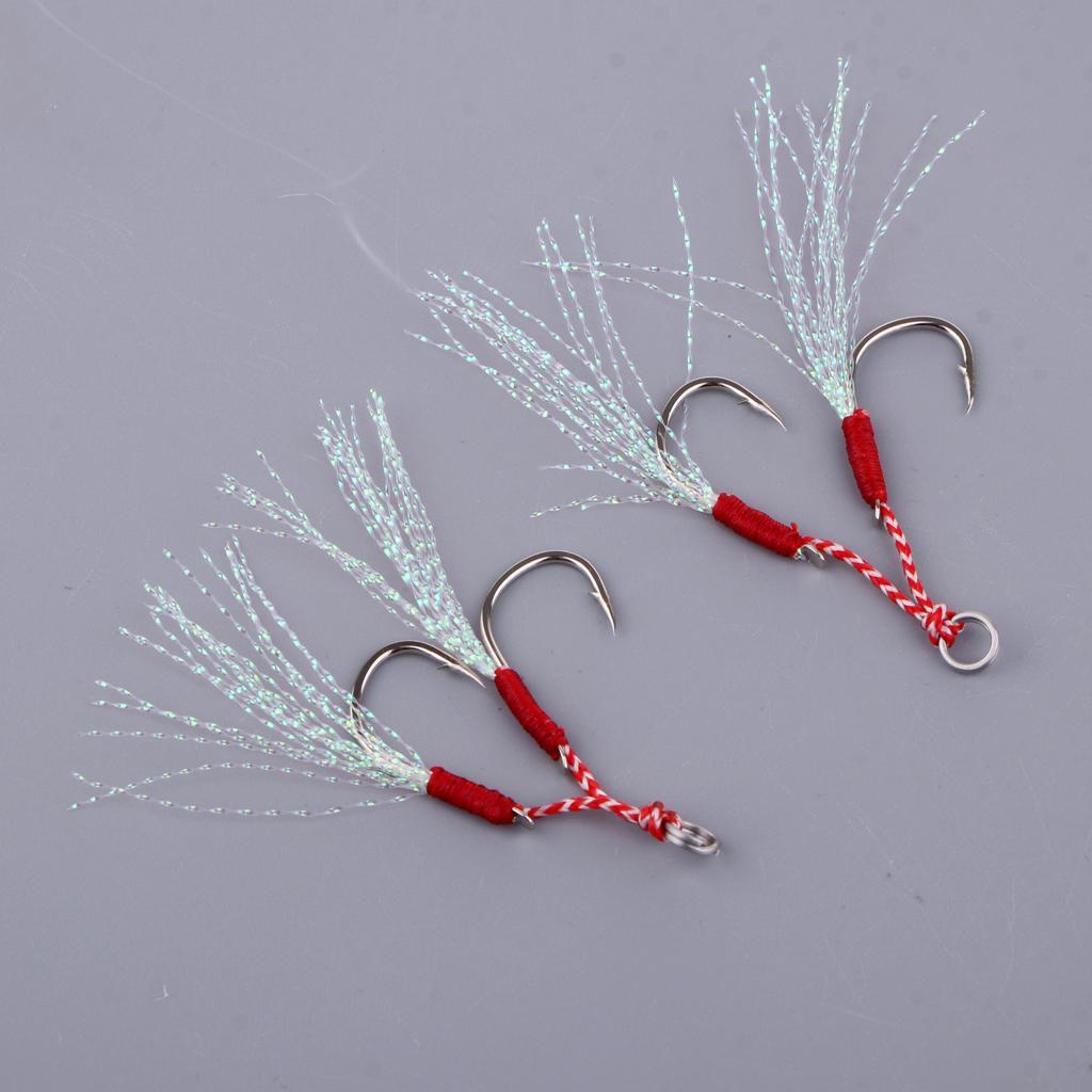 2x 2pcs Super Sharp Fishing Assist Hooks Saltwater Sea Fishing Tackle Jigging Barbed Hook 11#-17#
