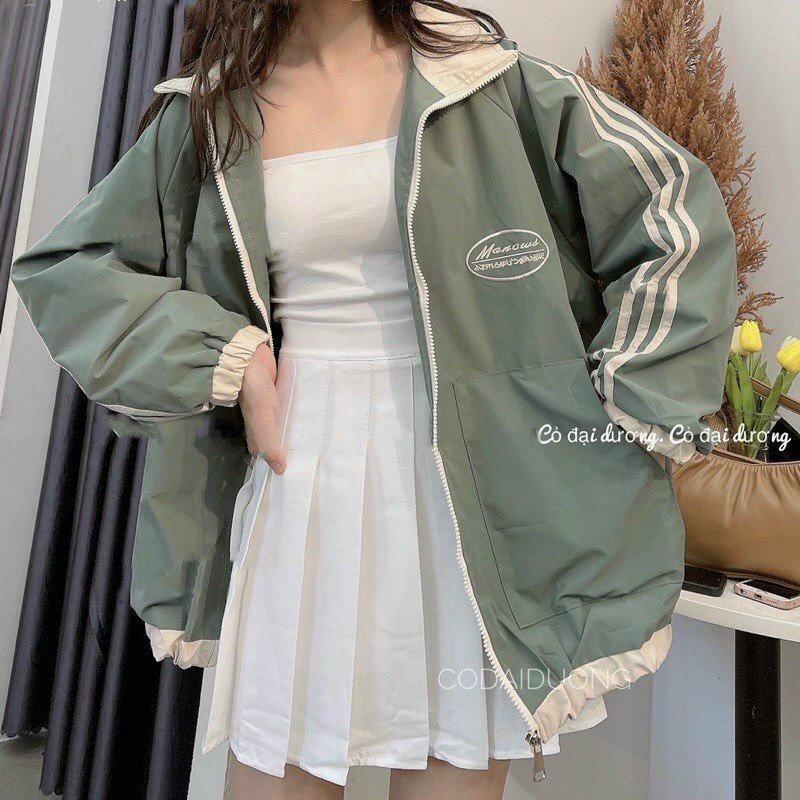 Áo Khoác Bomber Dù RECORDS MONOCUB Nam Nữ Ulzzang Unisex Kiểu Form Rộng 2 Lớp Jacket