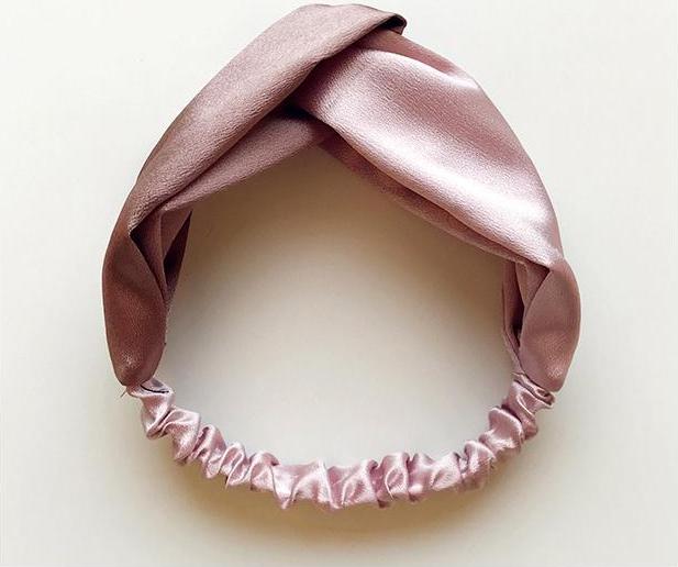 Hình ảnh Băng đô turban nữ TB01B bản to phối màu nâu nhạt hồng nhạt