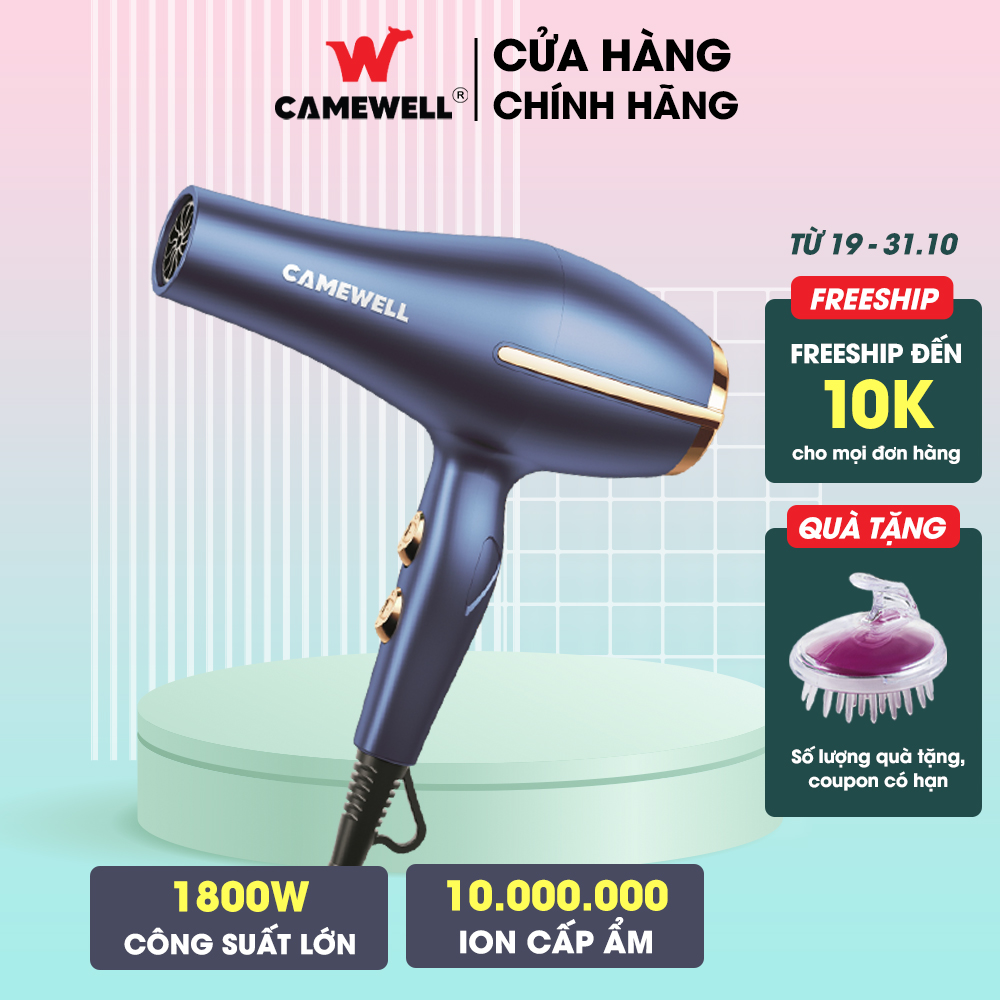 Máy sấy tóc mini CWell, máy sấy tóc công suất lớn 1800W tạo kiểu tóc chuyên nghiệp 2 chiều nóng lạnh C03HD