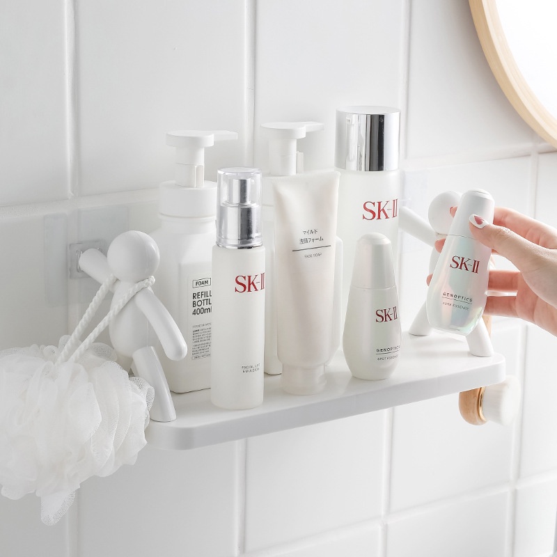 Kệ dán tường nhà tắm hình người chất liệu nhựa PP chắc chắn, Kệ đa năng để đồ hình người trắng, Kệ mỹ phẩm treo tường, decor phòng - Chính hãng MINIIN