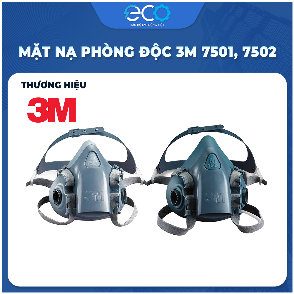 Mặt nạ phòng độc 3M 7501/7502 | Phun xịt hoá chất, phun sơn, nghề mộc, trừ sâu (Chưa bao gồm Phin Lọc)