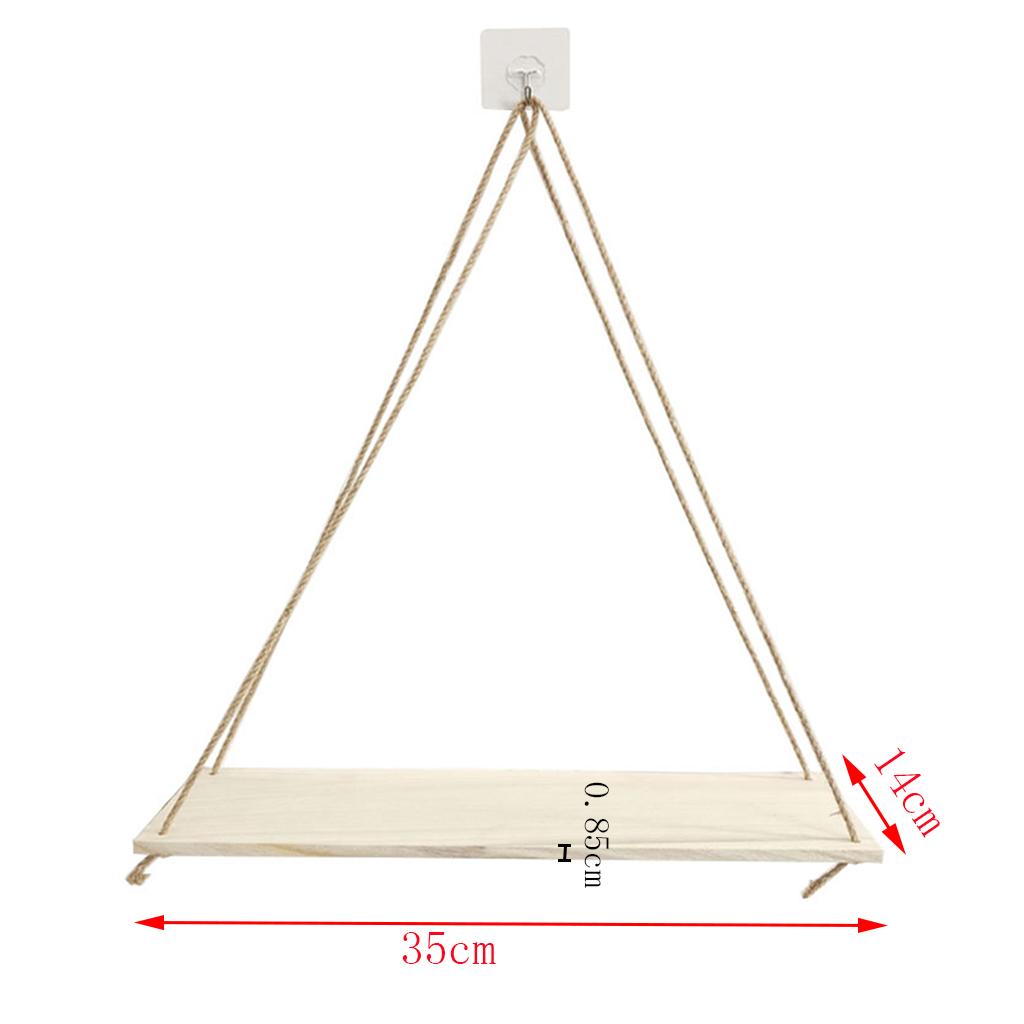 4pcs Decorative Wall Mounted Shelves Hanging Shelves w/ Rope Kitchen Decor