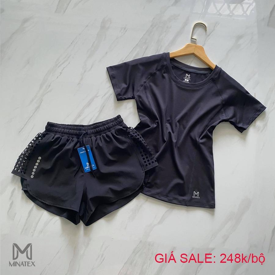 Bộ thể đồ thể thao áo phông quần đùi 2 lớp chất đẹp Minatex