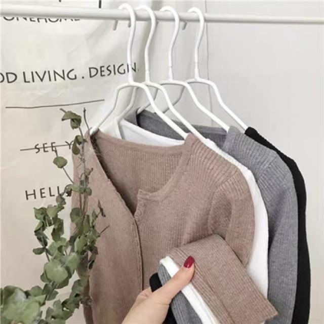 MS205 Áo len lông cừu dài tay cúc dọc