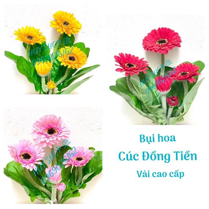 Hoa Giả trang trí - Bụi Hoa CÚC ĐỒNG TIỀN Vải cao cấp 25CM