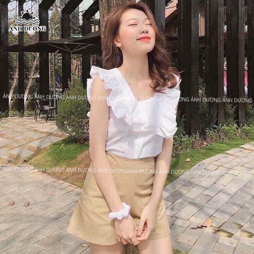 Set đồ bộ nữ áo màu trắng kiểu cánh tiên kèm quần đùi đi tiệc, đi chơi