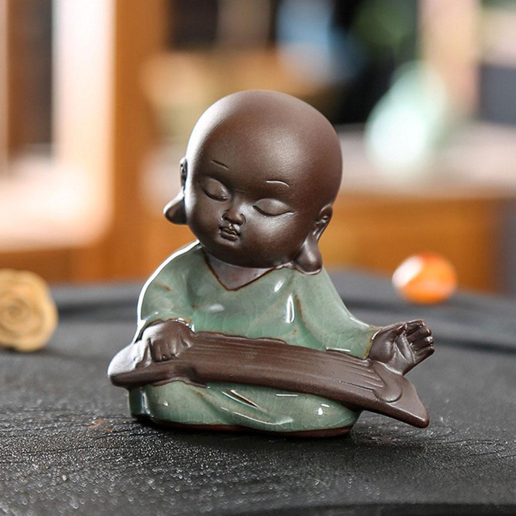 Baby Buddha Asian  Decor Statue Ceramic Kids Monk Figure Ornament A