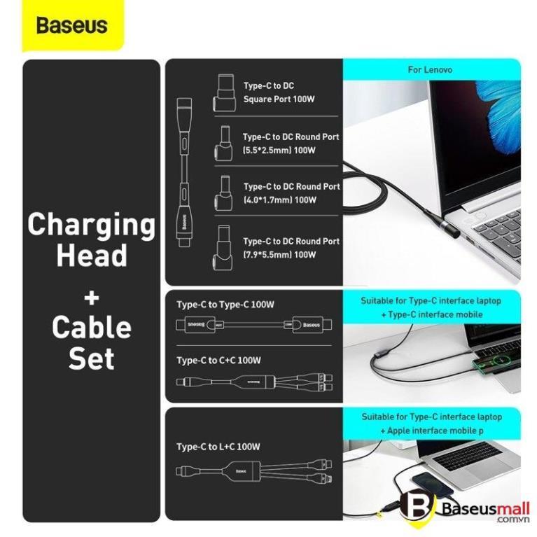 Baseus -BaseusMall VN Bộ sạc siêu nhanh Baseus GaN2 Fast Charger 1C 100W - Hàng chính hãng