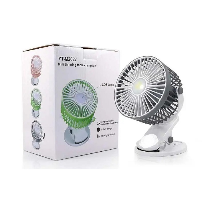 Quạt Tích Điện Mini Kẹp Bàn Cực Mát Xoay 720 Độ Chắc Chắn Tiện Lợi