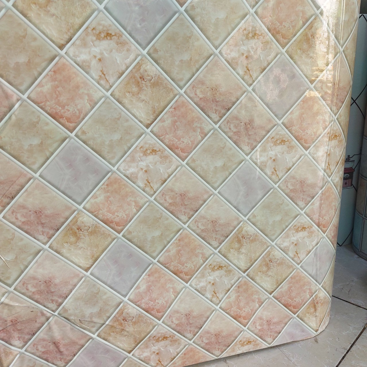 Cuộn 5MÉT Decal giấy dán bếp tráng nhôm cách nhiệt khổ 60cm MẪU ĐÁ CHÉO HOA VĂN