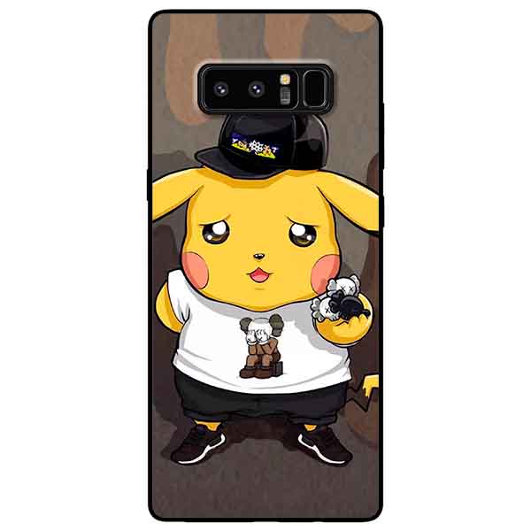 Ốp lưng in cho Samsung Note 8 Mẫu Pika Nón Đen