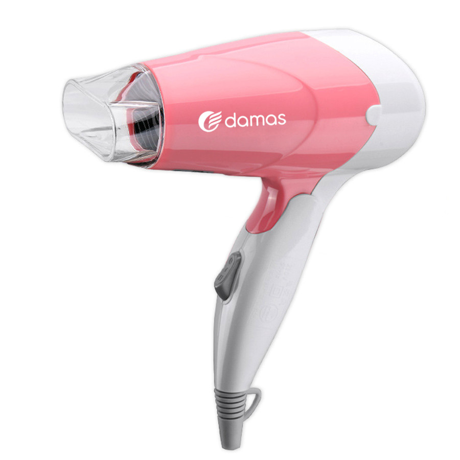 Máy Sấy Tóc Hairdryver Tạo Kiểu Đa Năng Tiện Lợi Nhỏ Gọn Damas - Thiết Kế Mới Gập Gọn Tay Cầm - Màu Hồng - Hàng Chính Hãng