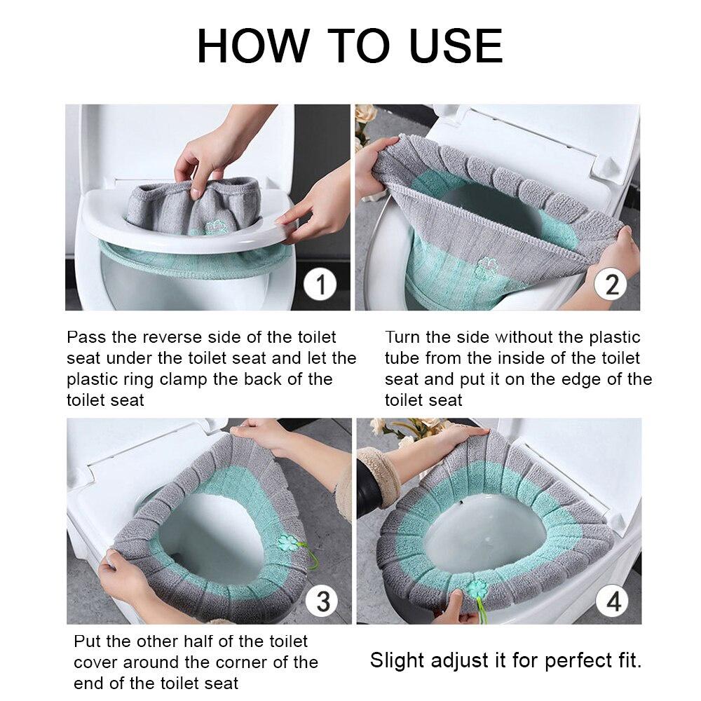 Washable Toilet Seat Case Cover Mat Set Warmer Universal Soft Bathroom Toilet Seat Cushion Cover Closestool Seat Case Lid Covers