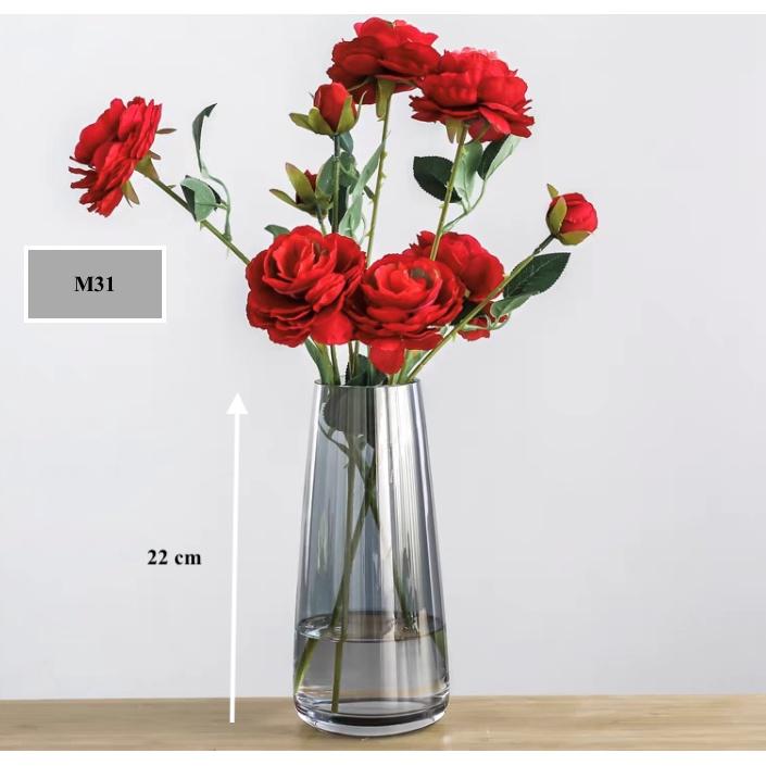 Lọ hoa, bình hoa thủy tinh Symphony cao cấp 03 màu 22cm - Phong cách Bắc Âu Vintage