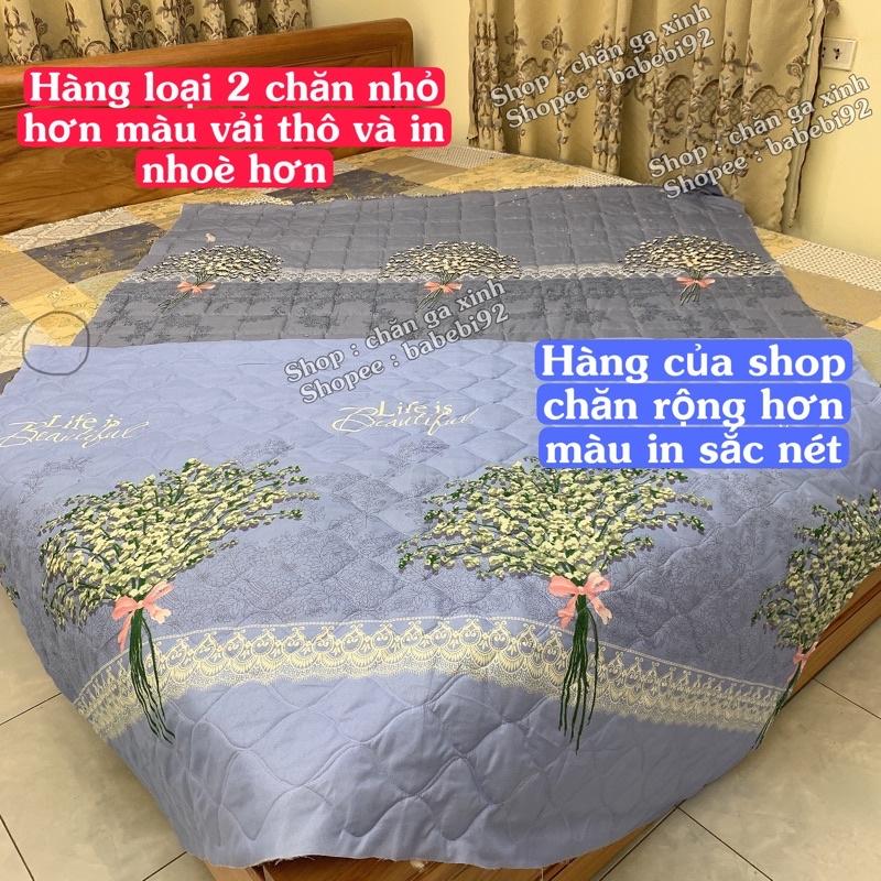 Bộ 5 món chăn ga và vỏ gối hè thu gọn nhẹ , Mền Ga Gối Poly chần bông 3 lớp được chọn mẫu