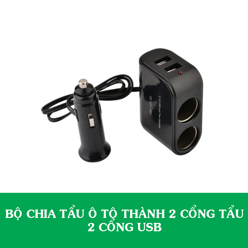 Bộ Chia Tẩu Sạc Thành 2 Cổng Cắm Tẩu,2 Cổng Cắm USB