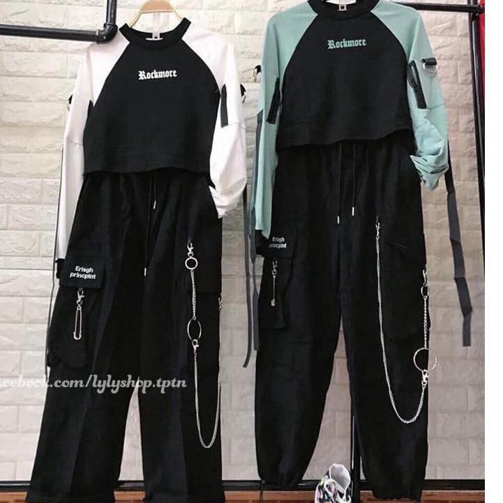 Quần jogger nam nữ túi hộp kèm dây xích cá tính năng động phong cách street style thời thượng quần cá tính