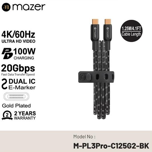 Dây Cáp Mazer Infinite LINK 3 Pro Cable USB-C TO USB-C HDMI4K/60Hz USB-C TO USB-C,dành cho Sạc và đồng bộ hóa điện thoại Hàng Chính Hãng