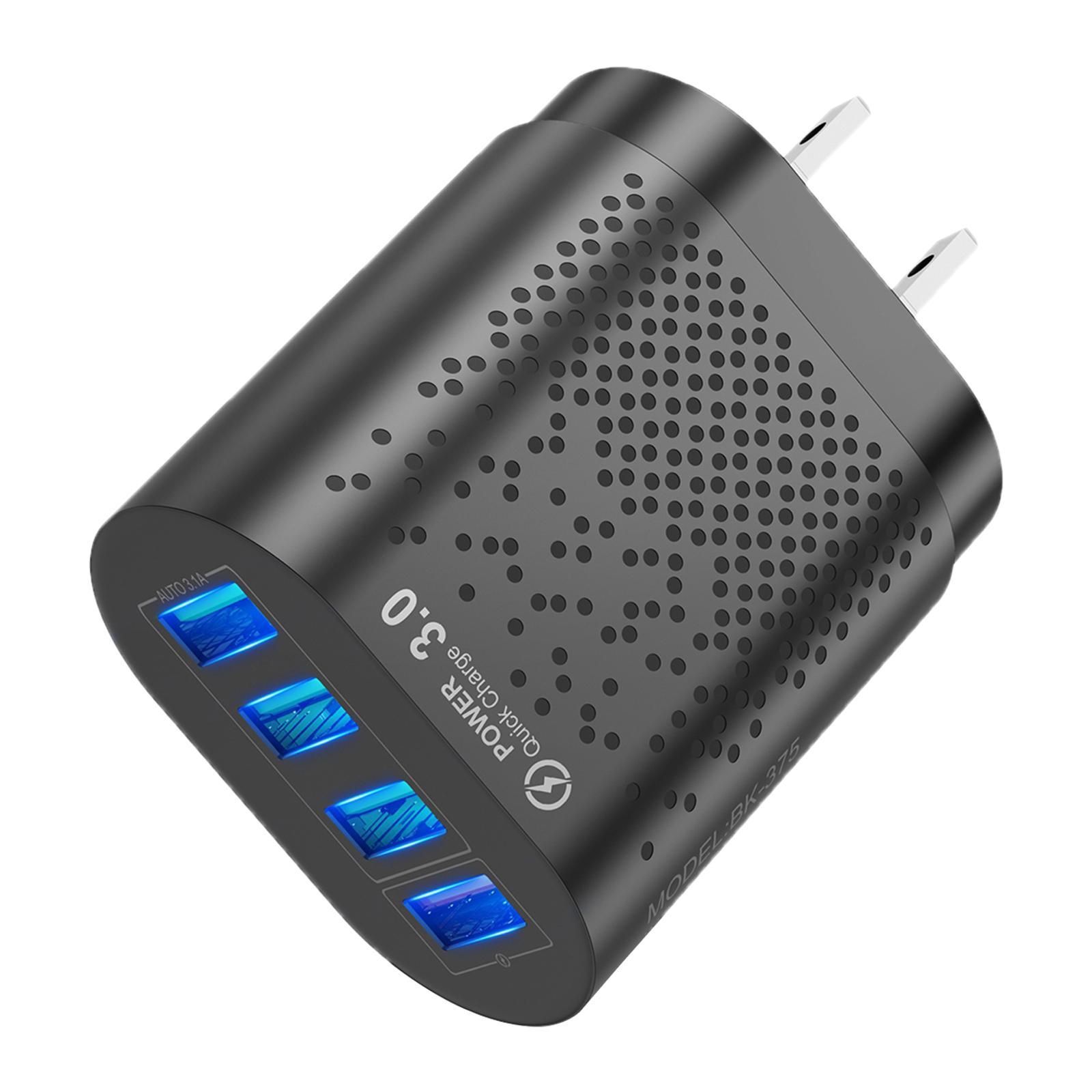 Quick Charge QC 3.0 4 USB Port Hub Wall Charger Power Adapter US Plug Cube Black