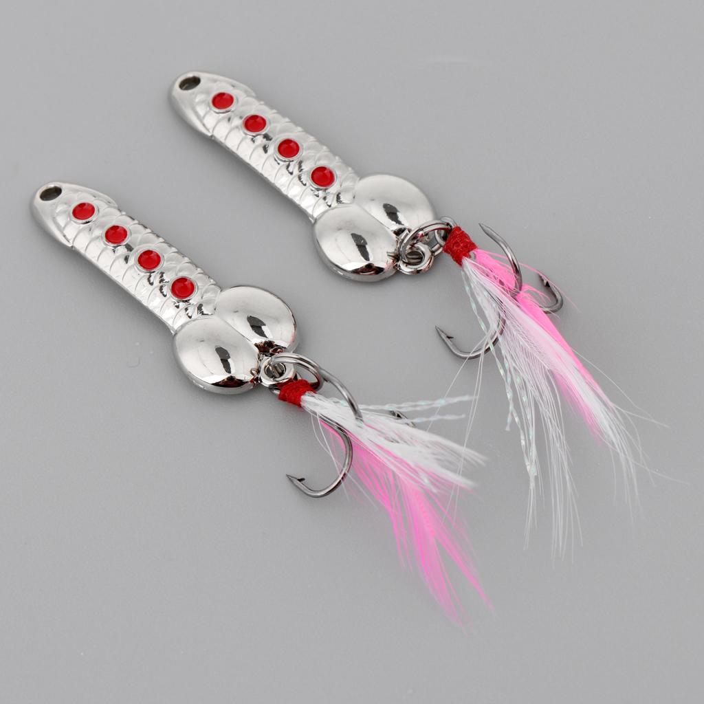 2pcs Metal Wobble Fish Lure Spoon Fishing Sequins Hard Bait Spinnerbaits 5g