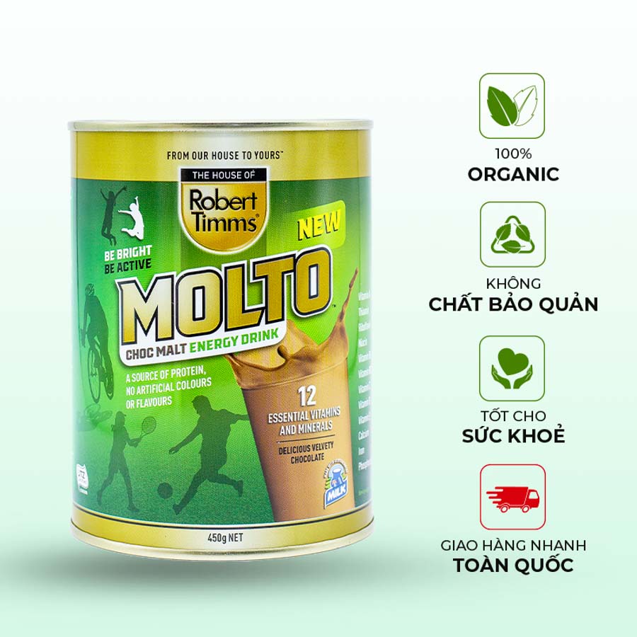 Sữa bột Canxi ca cao Robert Timms Molto Australia 450g