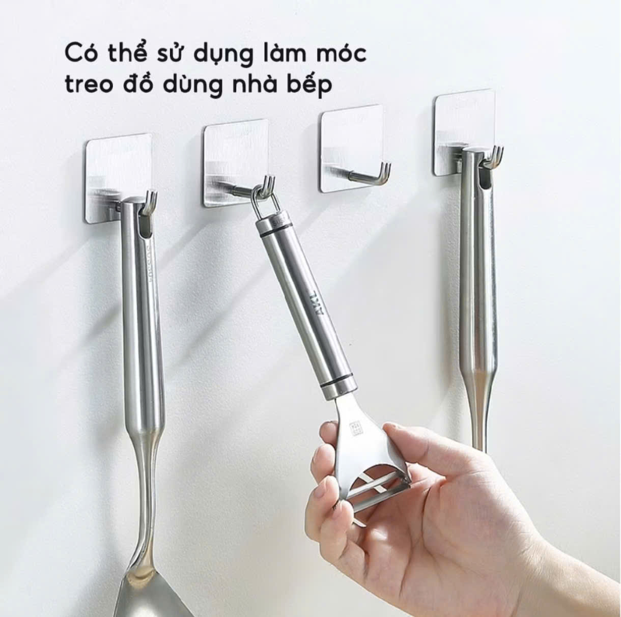 COMBO 10 Móc dán tường chịu lực inox 304 siêu chịu lực, không cần khoan treo vật dụng đa năng