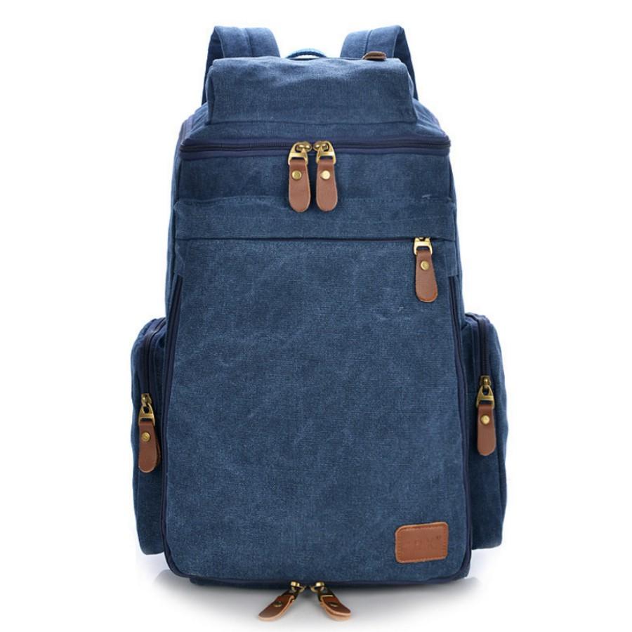 Balo canvas phối da ba lô du lịch phượt dã ngoại, balo sinh viên 205876