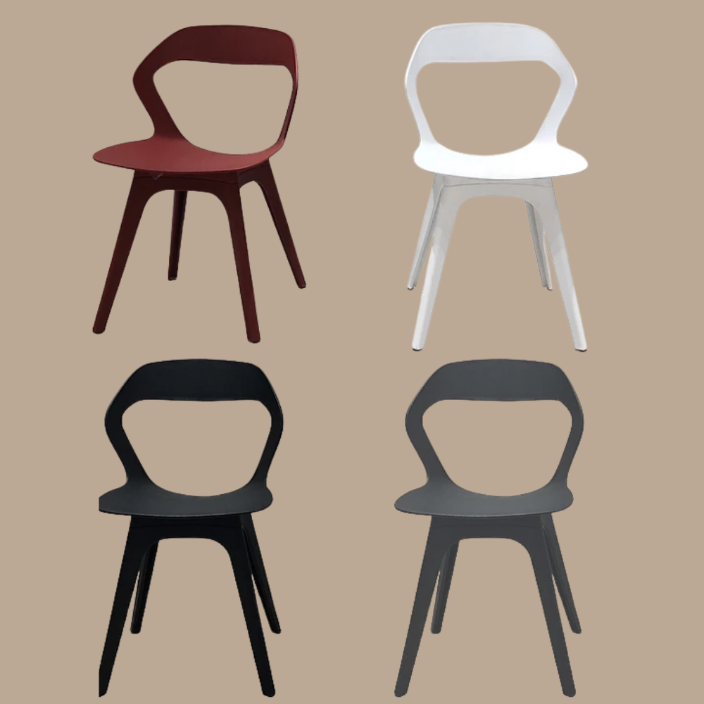 Ghế nhựa đúc có lưng tựa Ghế học bài Ghế trang điểm màu trắng phong cách Hàn Quốc BEE-S White Plastic Dining Chairs