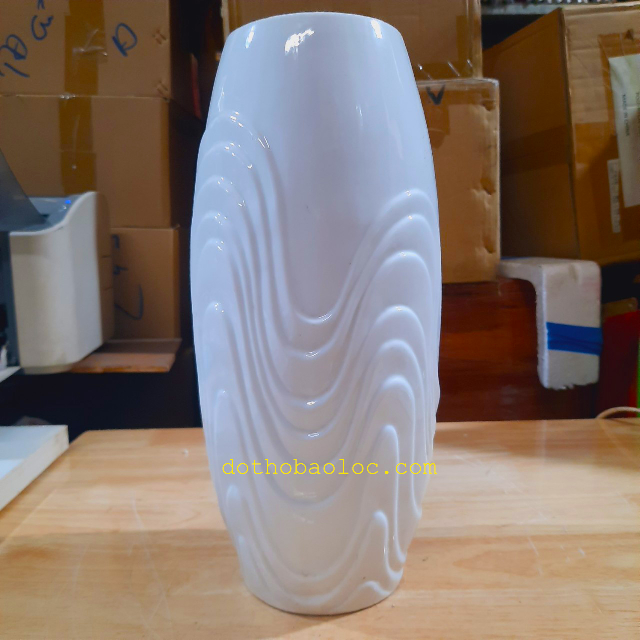 Bình cắm bông bằng sứ Bát Tràng cao 34cm