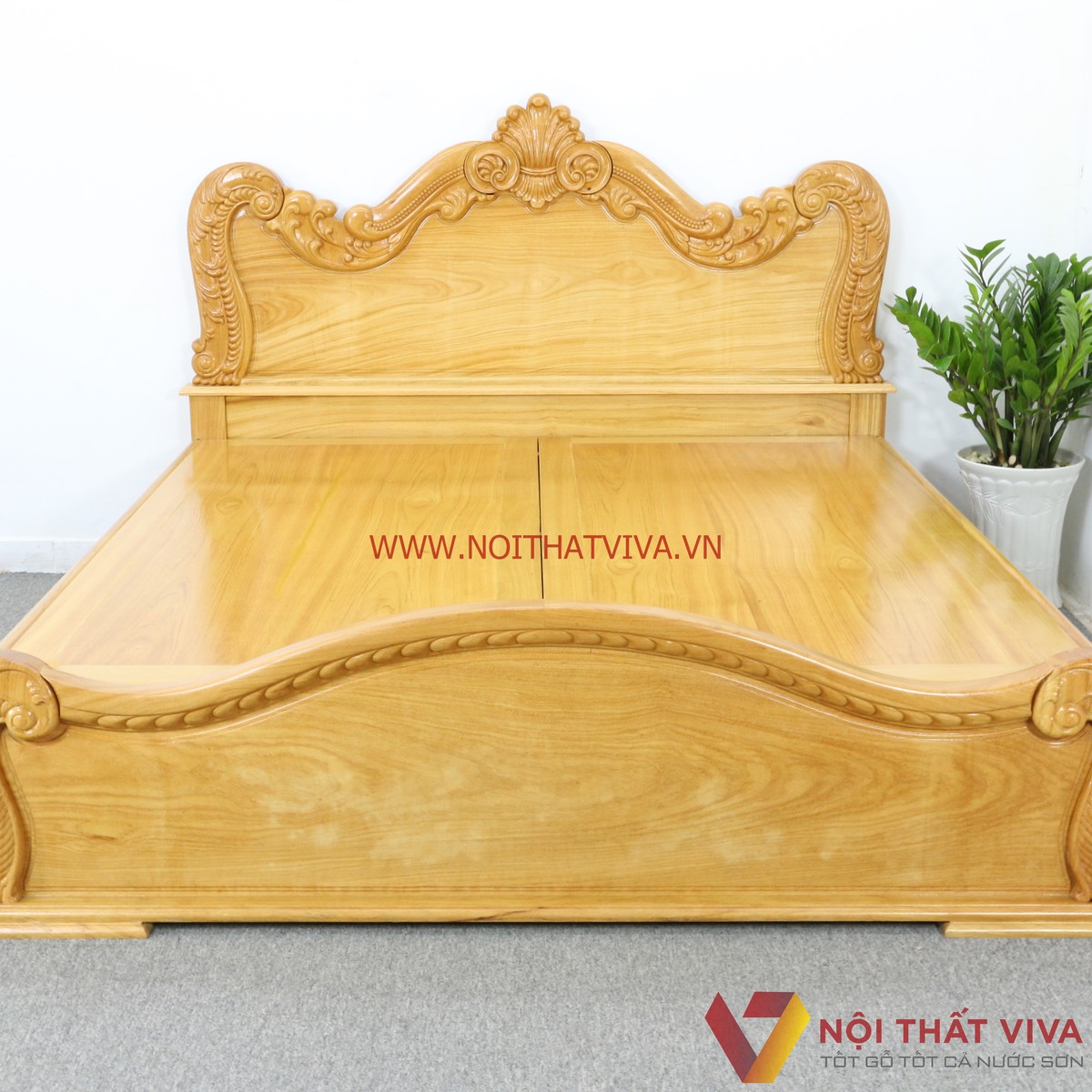 Giường Ngủ Gõ Đỏ Vạt Phản Chạm Hoa Văn Tân Cổ Điển Cao Cấp