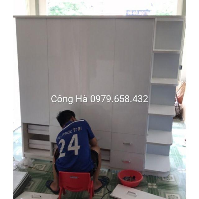 Tủ nhựa đài loan 4 cánh kèm kệ trang trí giá rẻ
